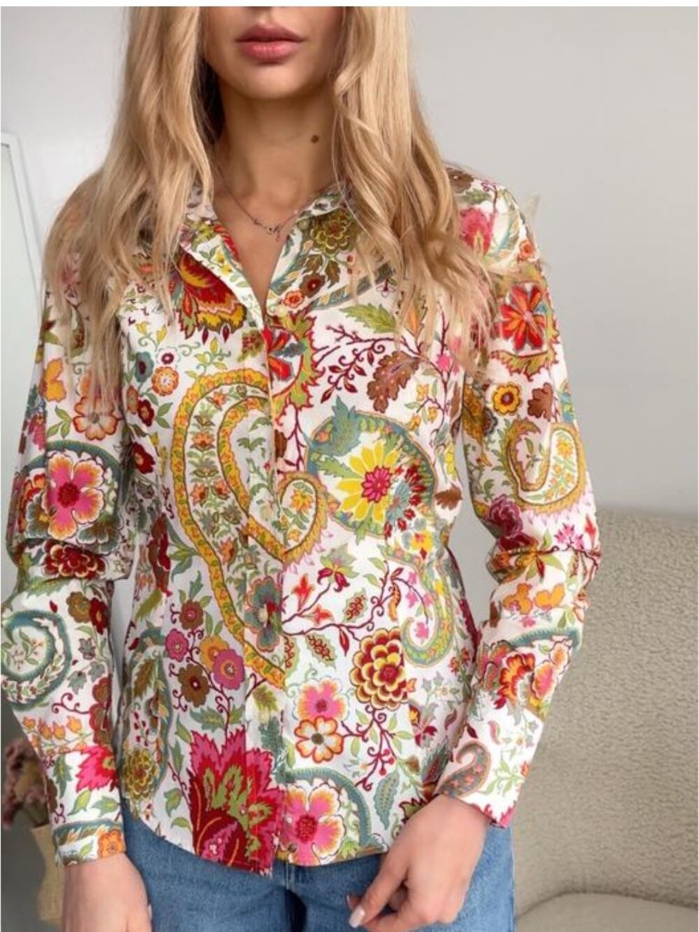 ETRO Milano Floral Paisley Cotton Shirt Blouse IT 38 Made in Italy